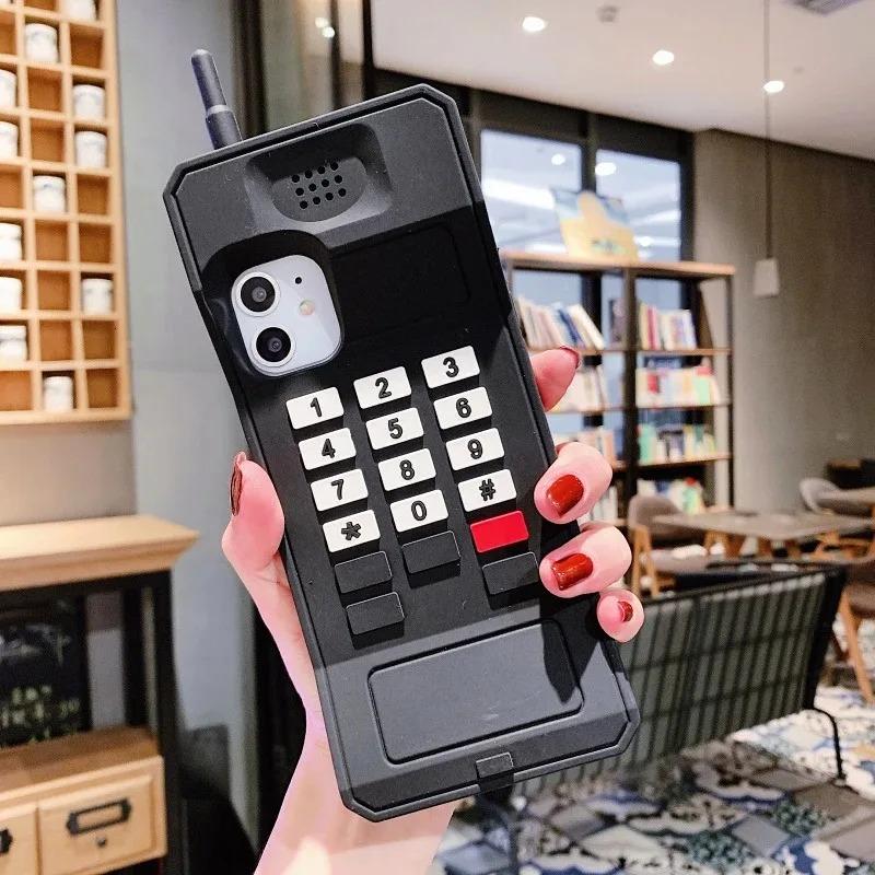 

Для iPhone 16 promax 15 14 Pro Max 13 12 11 7 8 Plus 6 6s SE 3D Ретро Стиль Модель Телефона Чохол для Телефона М яке Силіконове Покриття For iPhone 6 Plus чорний