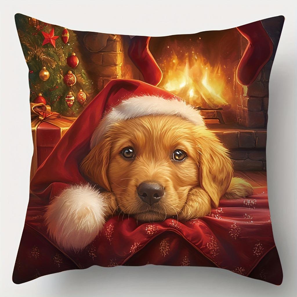 Christmas Decoration Pillowcase Car Cute Puppy Pillow Cover Sofa Cushion Suite Room Home Decoration Gift for Friends