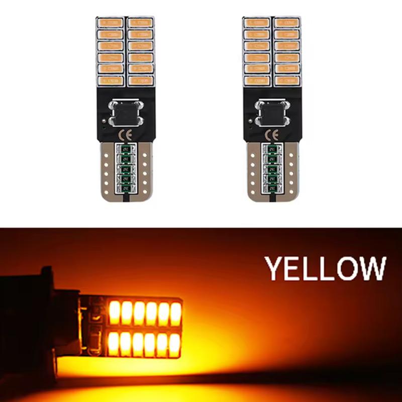 

2 шт. светодиодные лампы T10 W5W 4014 24/26SMD Canbus без ошибок, внутренние купольные фонари высокой мощности, автомобильная лампа для чтения, белая, красная, янтарная, 12 В
