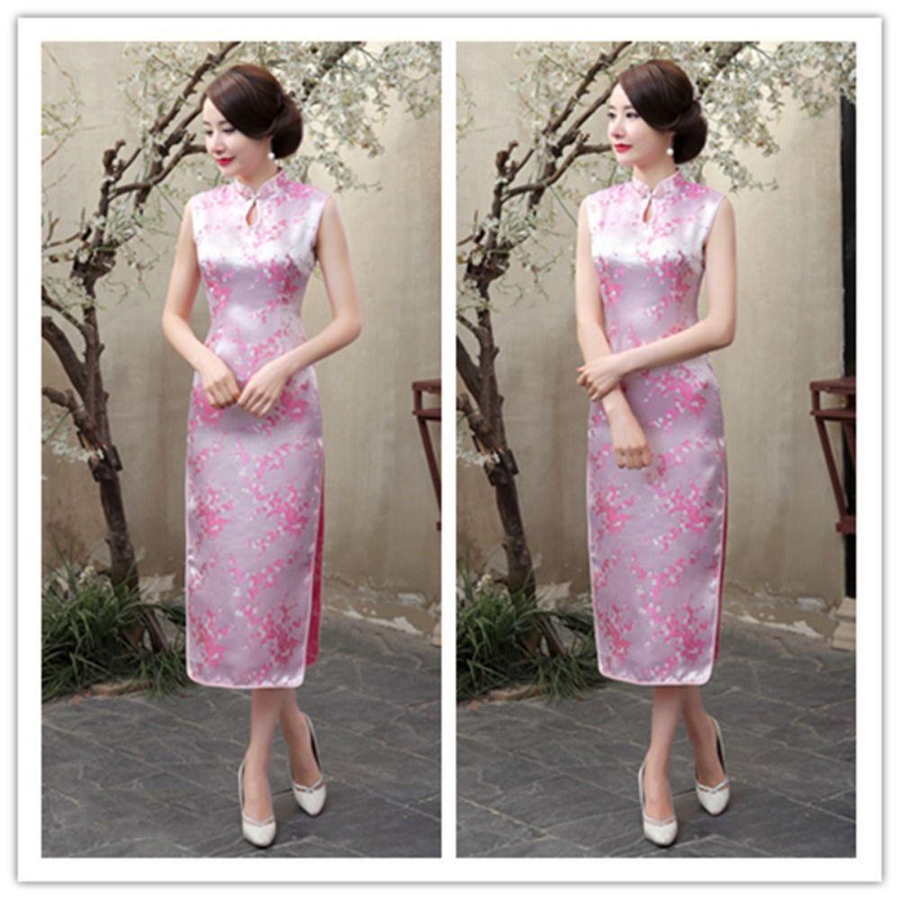 Floral Print Cheongsam Dresses Chinese Style Traditional Clothing Chinese Qipao  Evening Dress