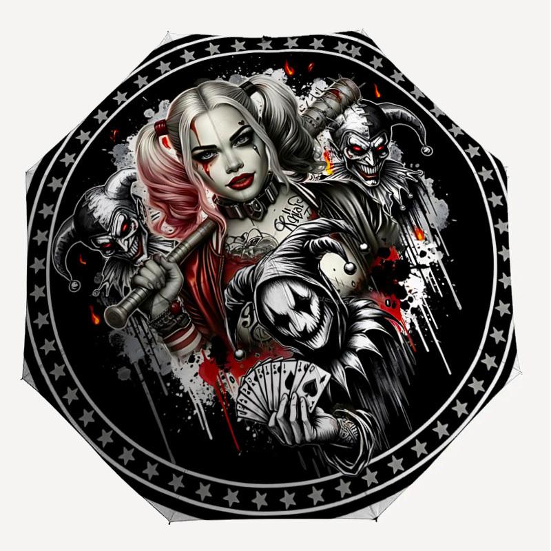 1PC Warner Harley Quinn Joker Umbrella-8-Rib Reinforced, Automatic Open, Lightweight-A99