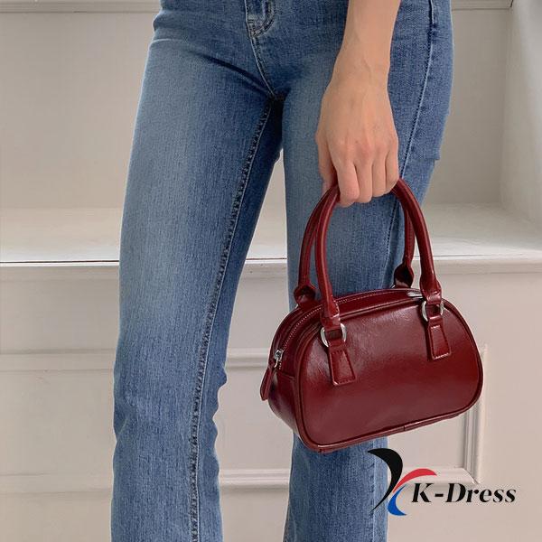Emaille Mini Crossbody Bowling Bag Two-Way Strap Tote Leren Telefoontasje