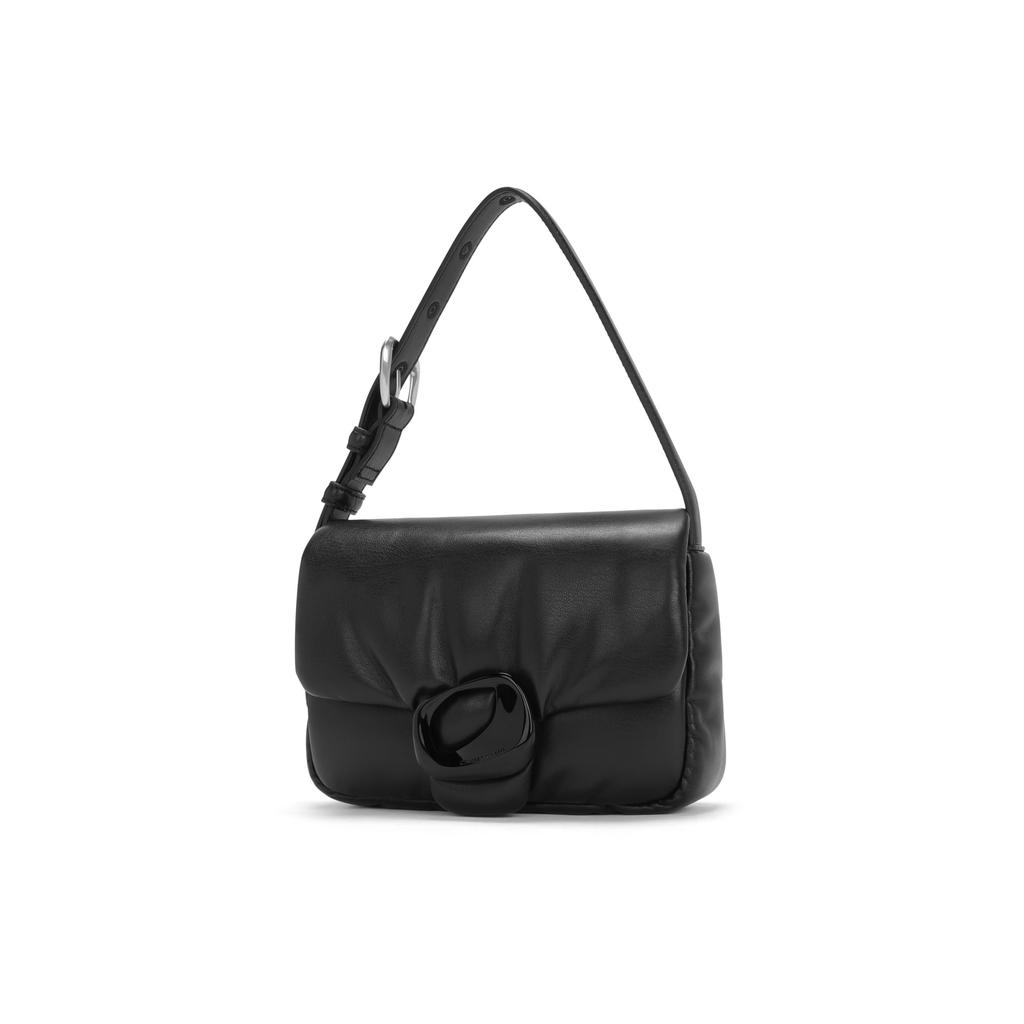 New CHARLES&KEITH PU Shoulder Bag, Small Square Bag, Pillow Bag, Shoulder Bag Women's Dark Brown/Noir Black/Ivory CK2-20271242