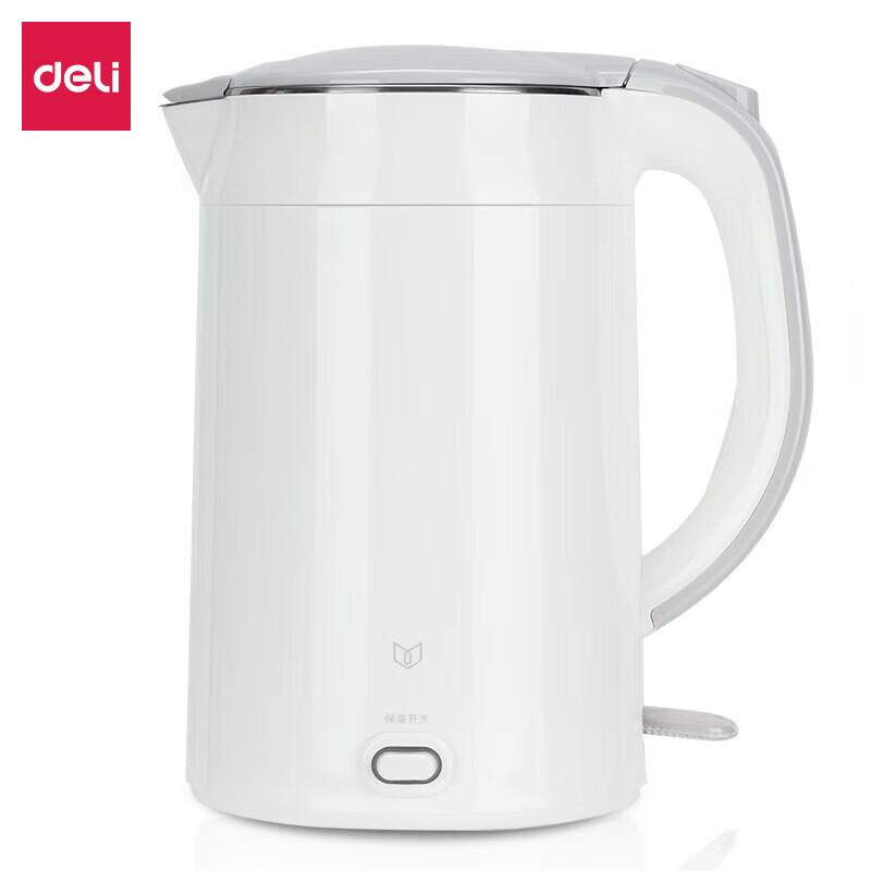 Deli 1.7L Stainless Steel Double-Layer Electric Kettle with Temperature Control