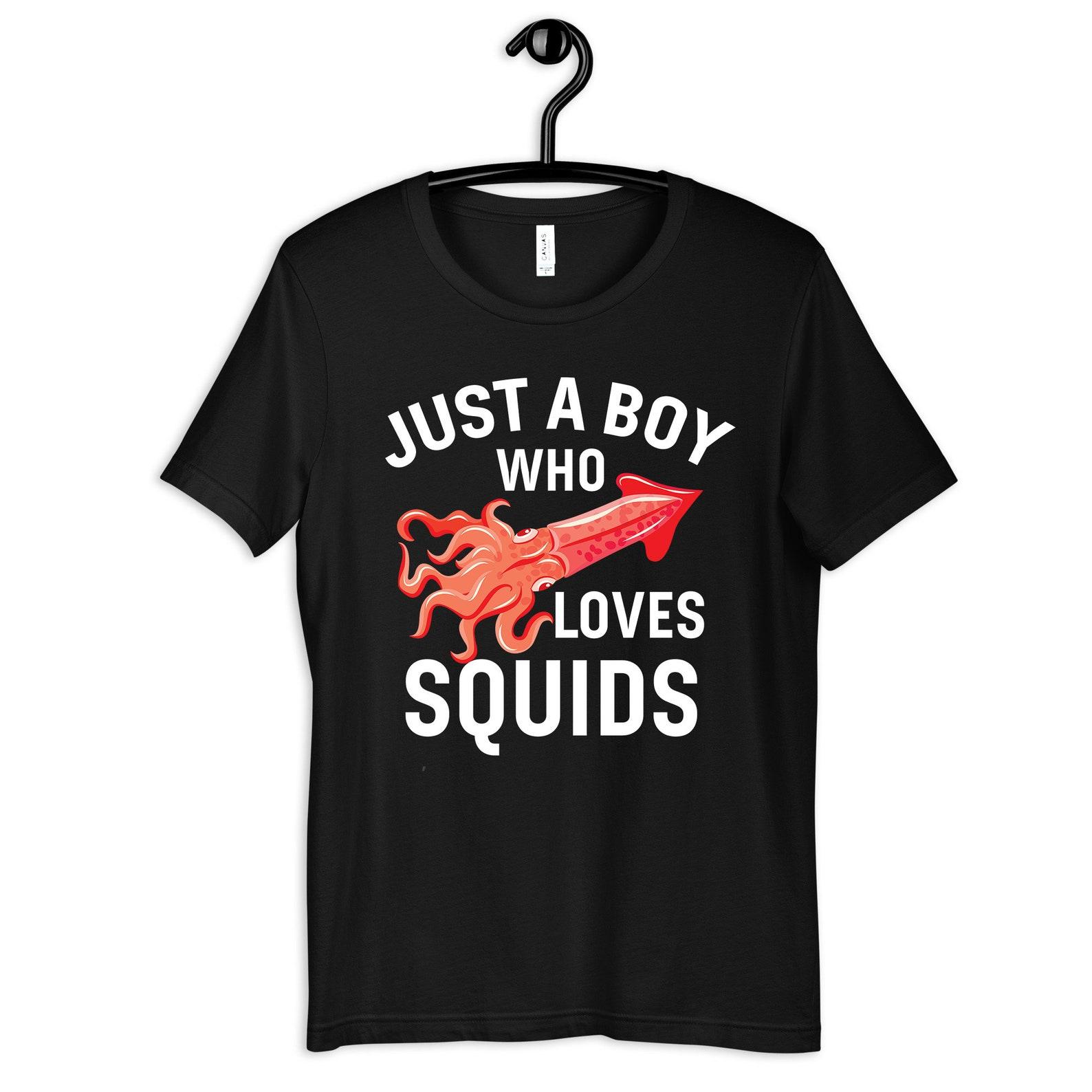 Boy Who Loves Squids T-Shirt, Boy Squid Kids Shirt, Squid Toddler Tee, T-shirt L