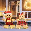 2 Pcs Christmas Gingerbread Man Yard Sign Lighted Gingerbread Boy And Girl Sign with Stake for Outdoor Lawn Patio Garden Decor