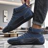 Men's Ankle High Leather Driving Shoes Bold Color Block Comfy Stylish Flat Shoes Ankle Suppor Two Tone High Top Casual Sneakers