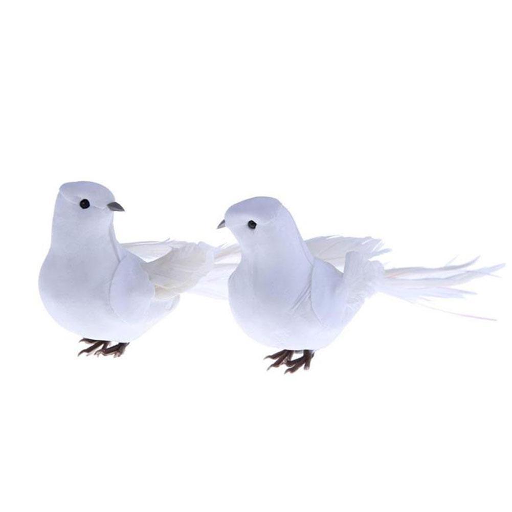 White Doves Feather Artificial Foam Lover Peace Couple a Pair Doves Bird Home Decor Simulation Figurines Miniatures Bird Model