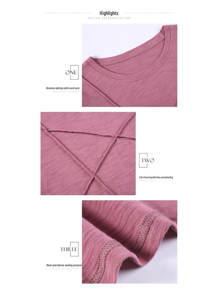 2025 Women's Loose Long Sleeve Bamboo Cotton T-Shirt - Plus Size Versatile Undershirt Top