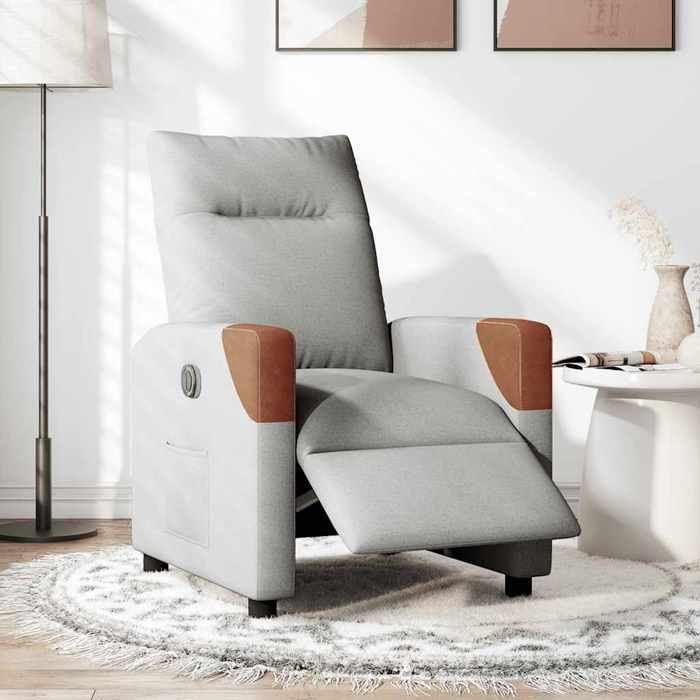 VidaXL Electric Recliner Armchair Cloud Grey Fabric 3323989