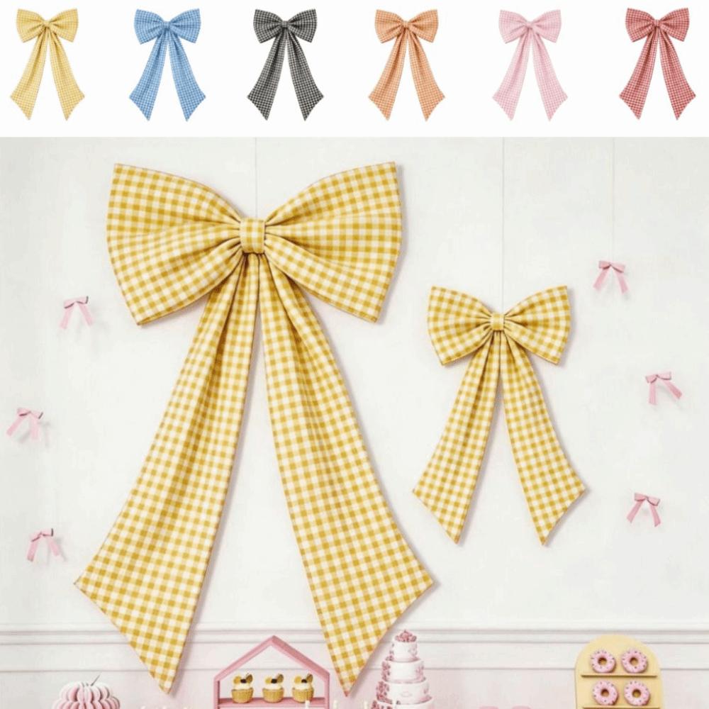 Multi-Purpose Fabric Bow Wall Decor Plaid Bow Large Fabric Bow Wedding Photo Booth