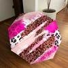 1pc Pink Leopard Print Automatic Folding Umbrella, 8 Ribs Iron Frame, Suitable for Outdoor Travel and Daily Use Yy251120179