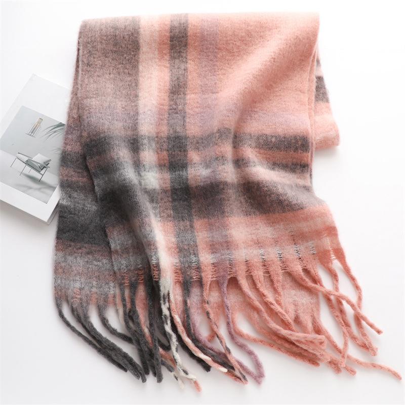 Mädchen Winter Neu Kariert Imitation Kaschmir Schal Schal Verdickt Warmer Schal