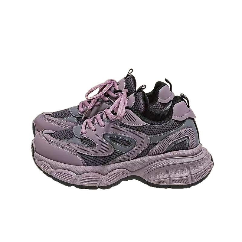High-value Purple Platform Mesh Dad Shoes Women's Autumn New 2025 Versatile Explosive Breathable Casual Sports Shoes