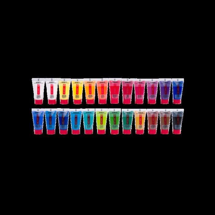 Peinture acrylique - ARTCREATION - 24 tubes de 12 ml - Couleurs assorties - Multicolore - Mixte