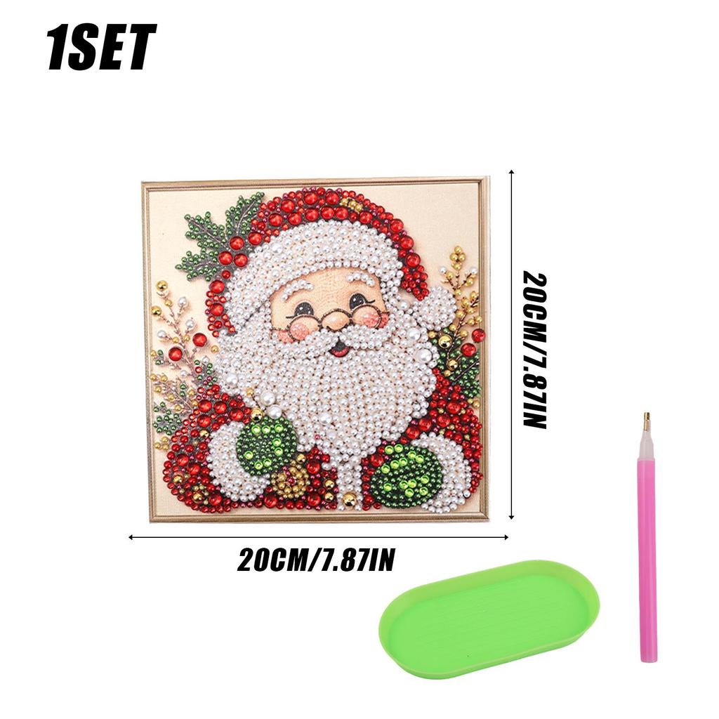Christmas Pearl Diamond Painting Art Set Frame DIY Beads Craft Kit Adults Beginner Home Decor Wall Hanging Holiday Gifts