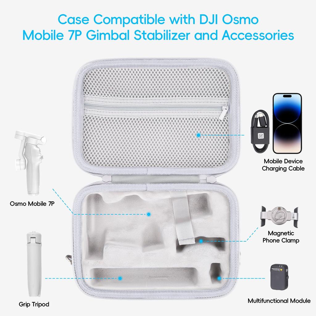 (Case Only) DJI Osmo Mobile 8/7P/7 Smartphone Gimbal Compatible DJI OM 7 Pro Gimbal Stabilizer Storage Case, Off-White - co2CREA