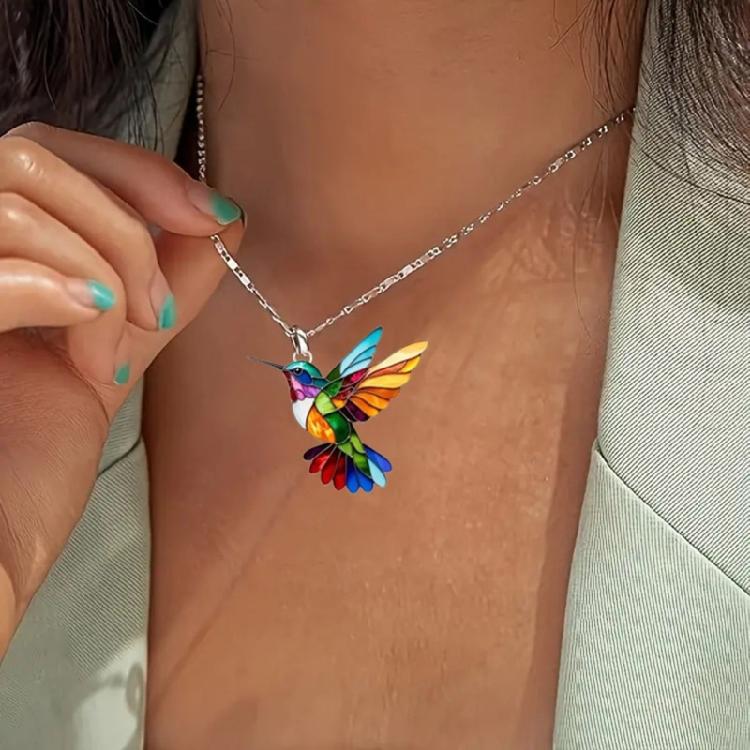 Contemporary Jewelry Hummingbird Drop Earrings Stylish Pendant Necklace Chain Necklace Suitable for Various Occasion