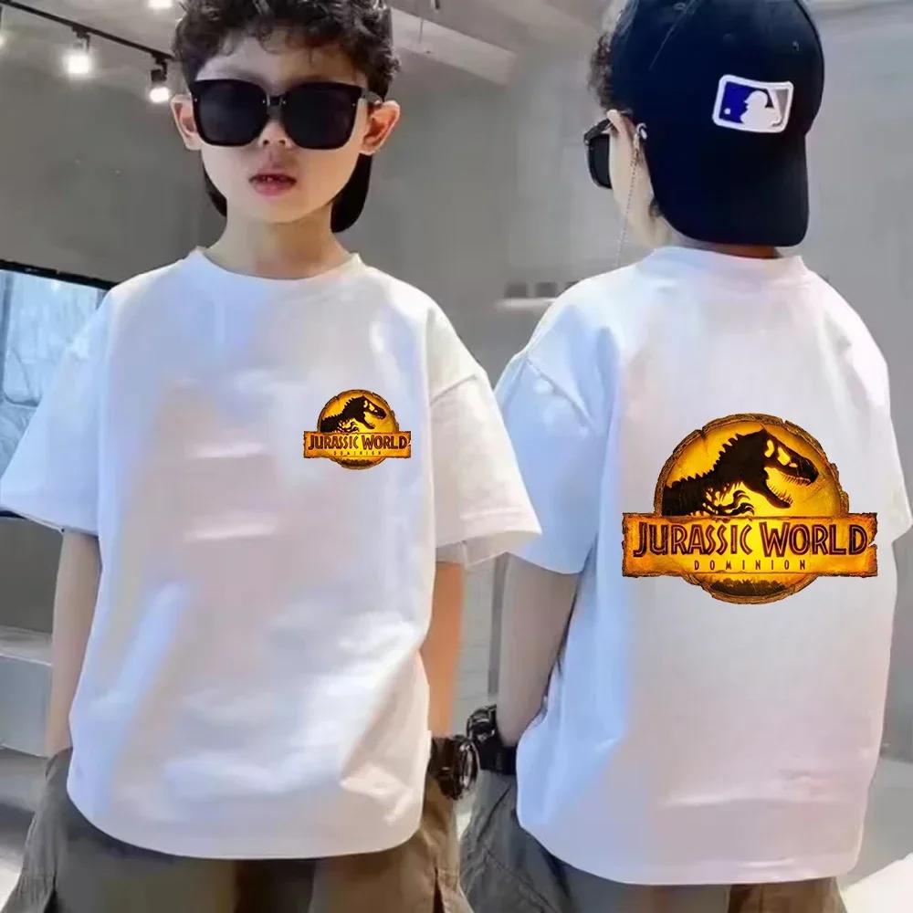 Childrens Summer Cotton TShirt Jurassic World Park Dinosaur Cartoon Print Casual TShirt Cool and Breathable Outdoor Style