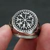 Vintage nerezová ocel vikingský prsten s kompasem pro muže a chlapce severské vikingské dvojité sekery prsteny módní amulet mytologie šperky dárky