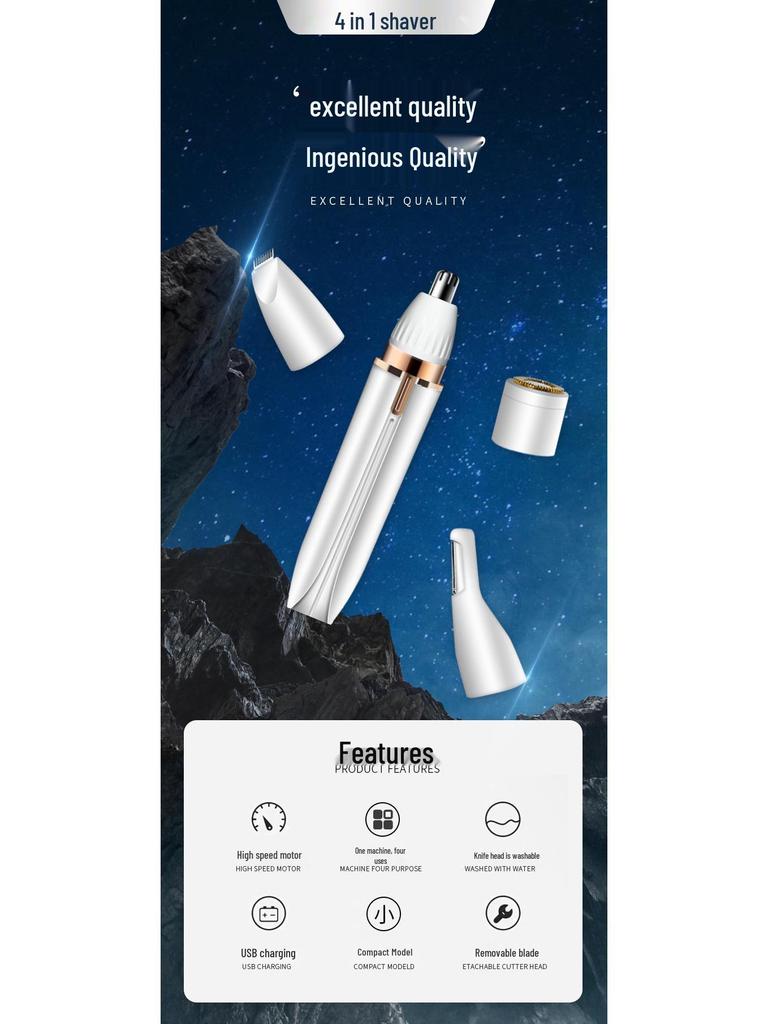 Unisex Portable Electric Shaver & Trimmer for Face, Nose, Armpit, and Pubic Hair