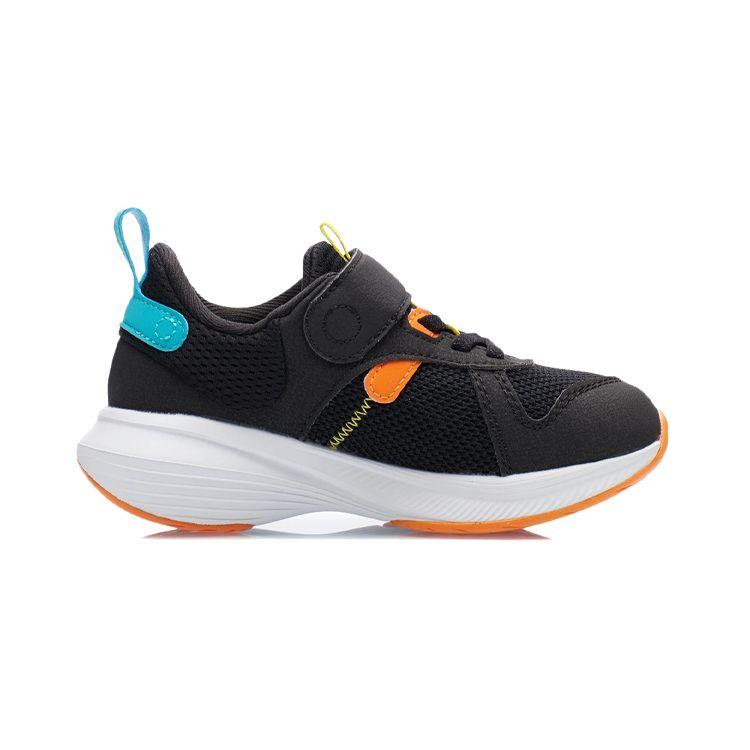 Li Ning Soft 2.0 Velcro Fashion Shock Absorbing Non-Slip Wear-Resistant Breathable Low-Top Running Shoes Kids sneaker Black YKNR092-1