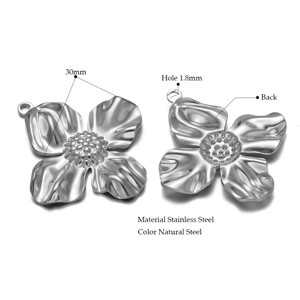 

5pcs Stainless Steel Gold Color Heart Leaf Charm Flower Pendant for Women Necklace Earrings Making DIY Jewelry Findings Supplies