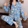 Autumn and winter new Christmas high-value imitation cotton pajamas women's loungewear long-sleeved trousers set can be worn outside