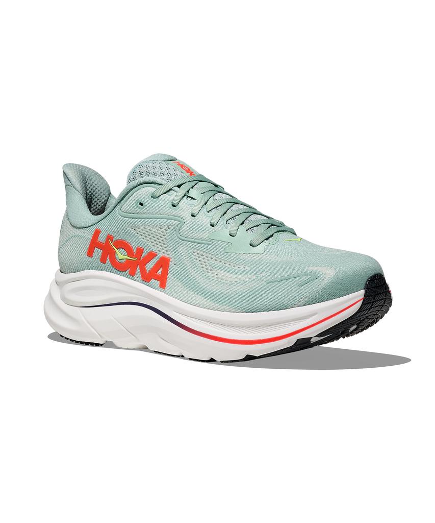 Hoka (Men'S) Clifton 10 Wide - Sage:Neon Flame / 1162032-Sgnn