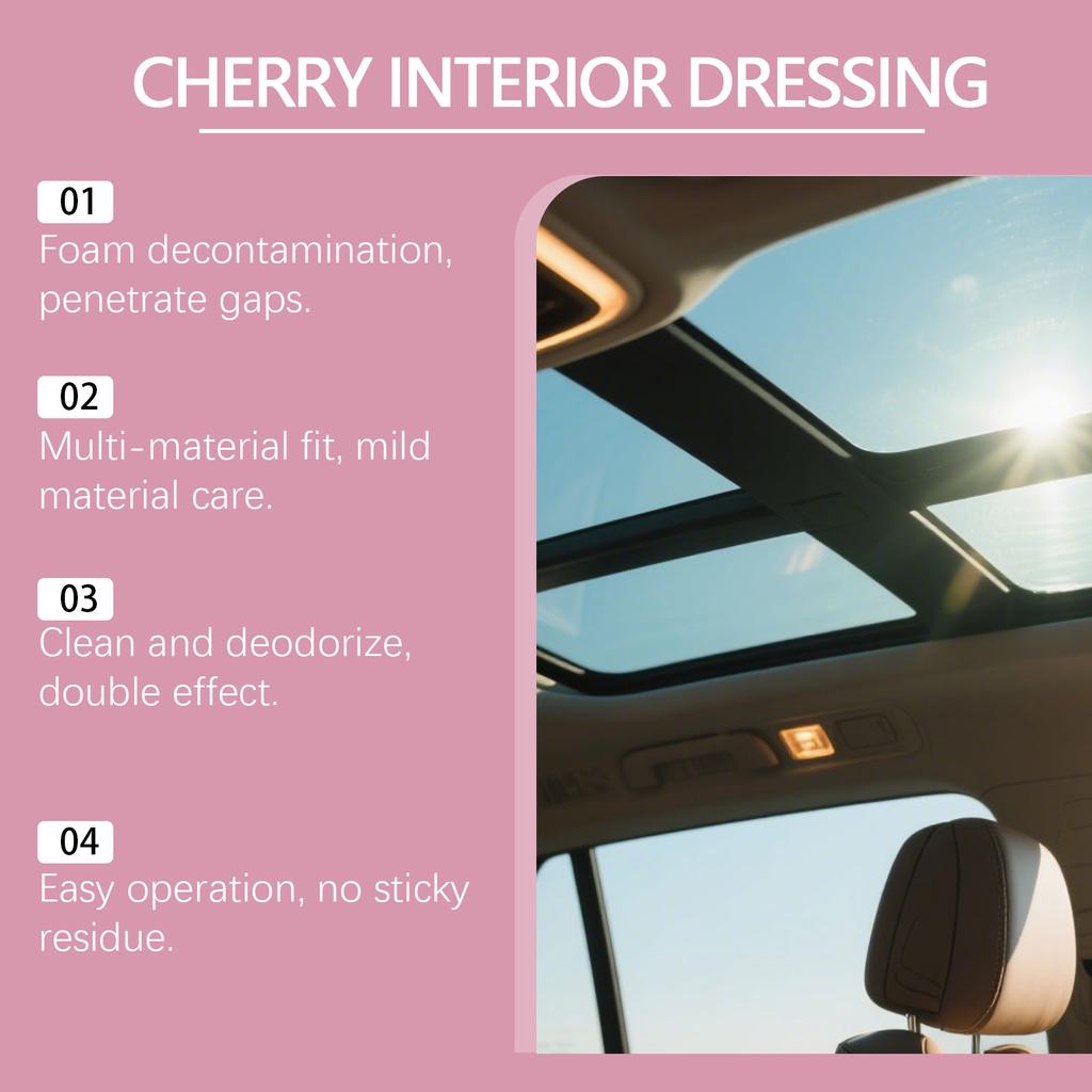 Car Interior Foam Cleaner Cherry Scent Deodorization No Sticky Residue Leather Fabric Seat Care Car Multi-material Stain Remover