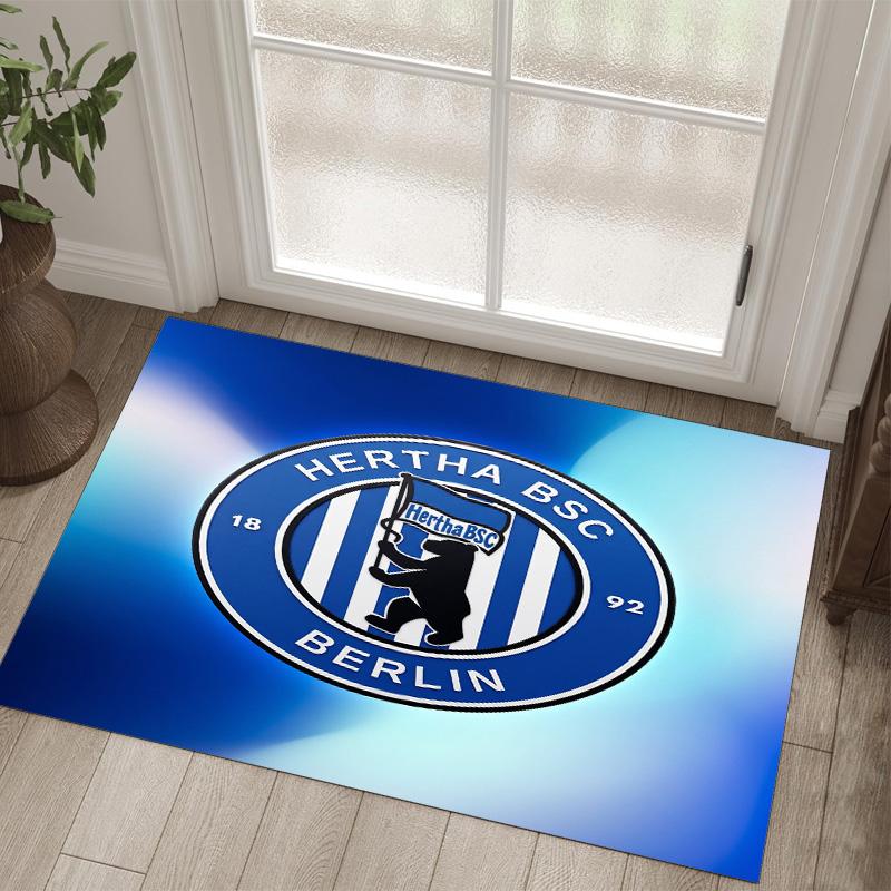 Hertha Bsc FC Design Crystal Velvet Carpet Cozy Non?Slip Printed Rug For Bedroom Living Room Entrance