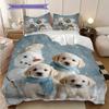 Golden Retriever Muster Bettwäsche Steppdecke Set Bettbezug Kissenbezug Heimdekoration Geburtstagsgeschenk (1 Bettbezug + 2 Kissenbezüge, ohne Füllung)