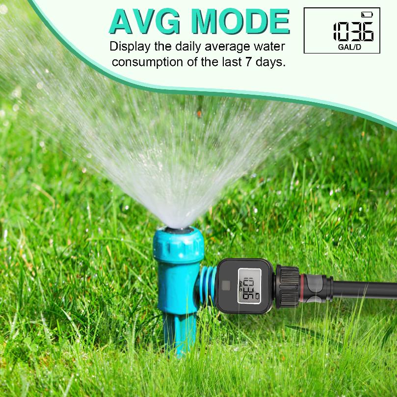 Digital Water Flow Meter High Accuracy IP6X Measure Water Consumption and Flow Rate for Outdoor Garden Watering Irrigation Hose
