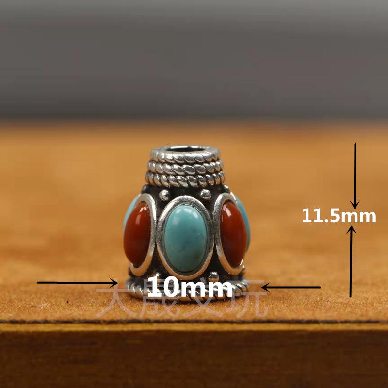 108-Bead Red Sandalwood & Passion Fruit Seed Silver Vajra Stupa Buddha Head Accessory