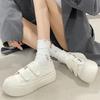 Ugly cute big head Velcro platform spring new white canvas shoes casual shoes