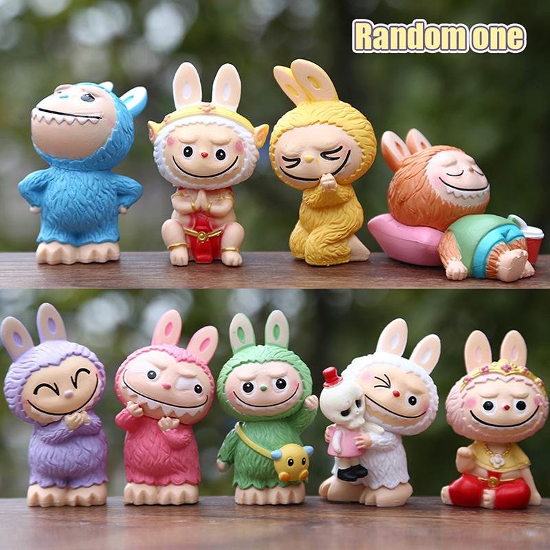 1 Piece Kawaii Toys Surprise Cute Labubu Figure Pendant Face Changing Doll Cartoon Anime Macarone Birthday Cake Decoration