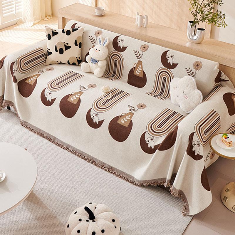Cartoon Gedruckter Chenille Sofaüberwurf Luxus Voller Bezug Sofadecke für Wohnzimmer Anti-Katzenkratzer Staubdichte Couchbezüge