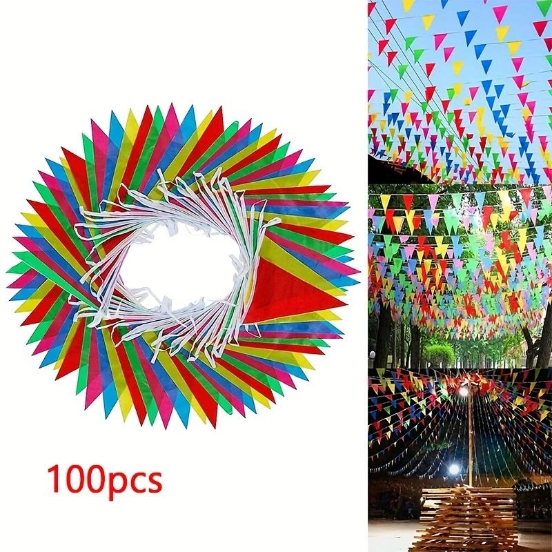 Multicolored Bunting Banner Triangle Flags Nylon Fabric Pennant Festival Outdoor Party Decor