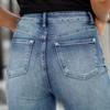 Women's Mid- Stretch Jeans Fashion Straight Leg Denim Pants With Pockets
