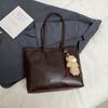 Large Capacity Minimalist Tote Bag for Women Soft Faux Leather Shoulder Handbag