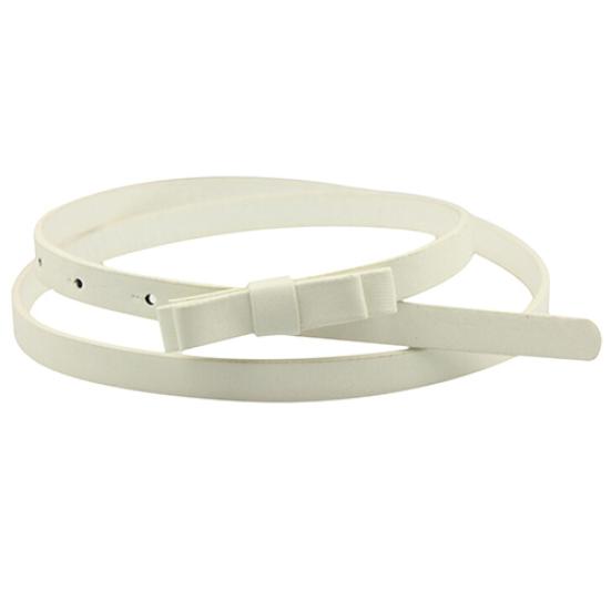 

Женский 2-слойный тонкий узкий ремень ярких цветов с бантом из искусственной кожи, поясной ремень белый