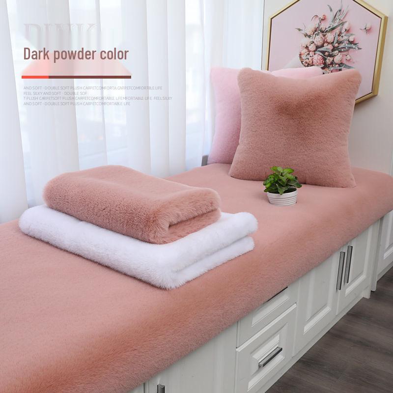 Custom Thick Faux Rabbit Fur Window Sill Mat: Short Plush Carpet for Bay Window, Balcony, Bedroom Sofa, & Seat Cushion