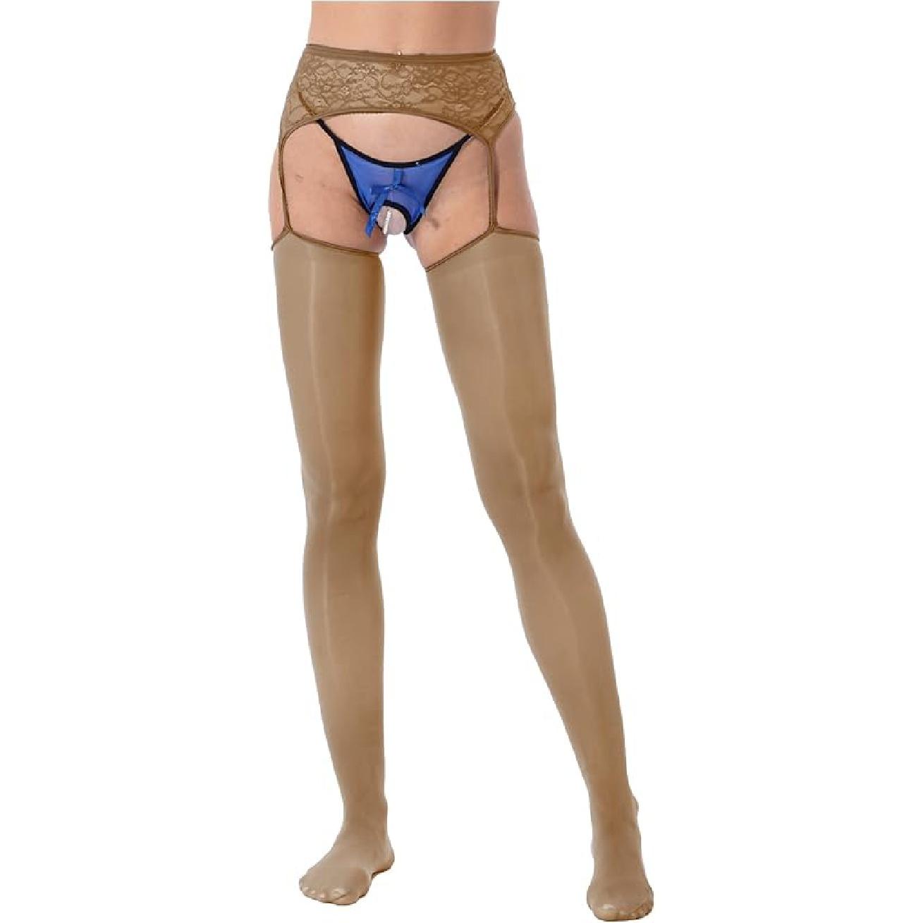 FEESHOW женские глянцевые колготки на подтяжках — фото 9