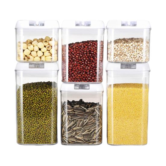 6Pcs Sealed Tank Food Storage Containers Set BPA Free Transparent Dustproof Large Capacity Stackable Airtight Cereal Containers