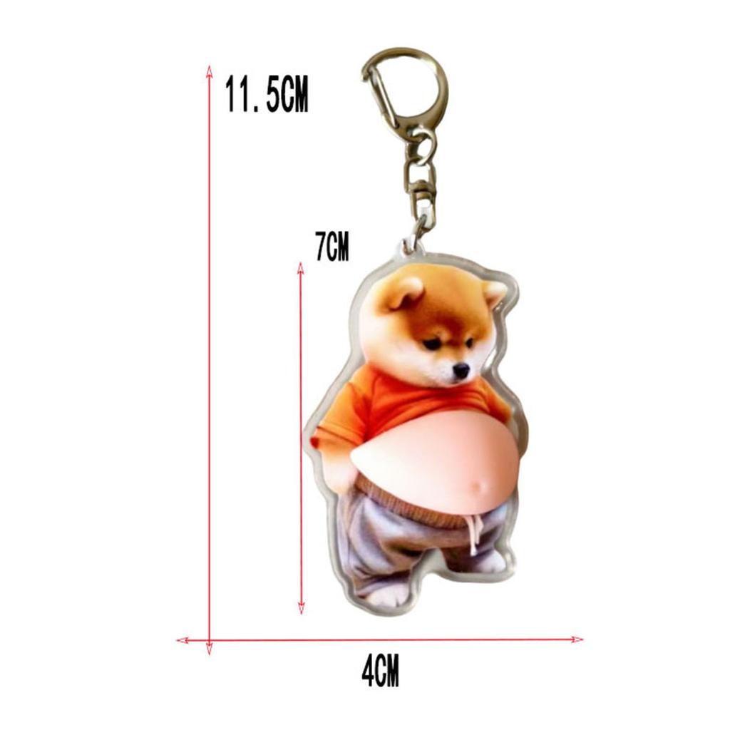 Squishy Belly Keychain 3D Fat Dog Keychain 3D Fat Cat Keychain Squishy Belly Keyring Mascot Pendant Cute Funny Animal Bag Charm Car Key Decoration