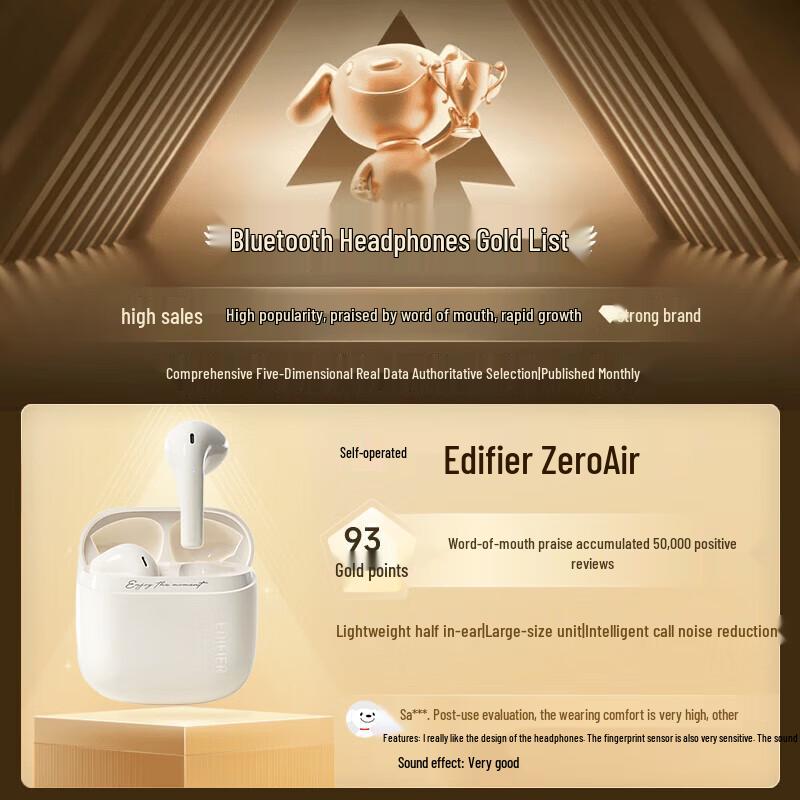 EDIFIER Zero Air True Wireless Half-in-ear Bluetooth Earbuds