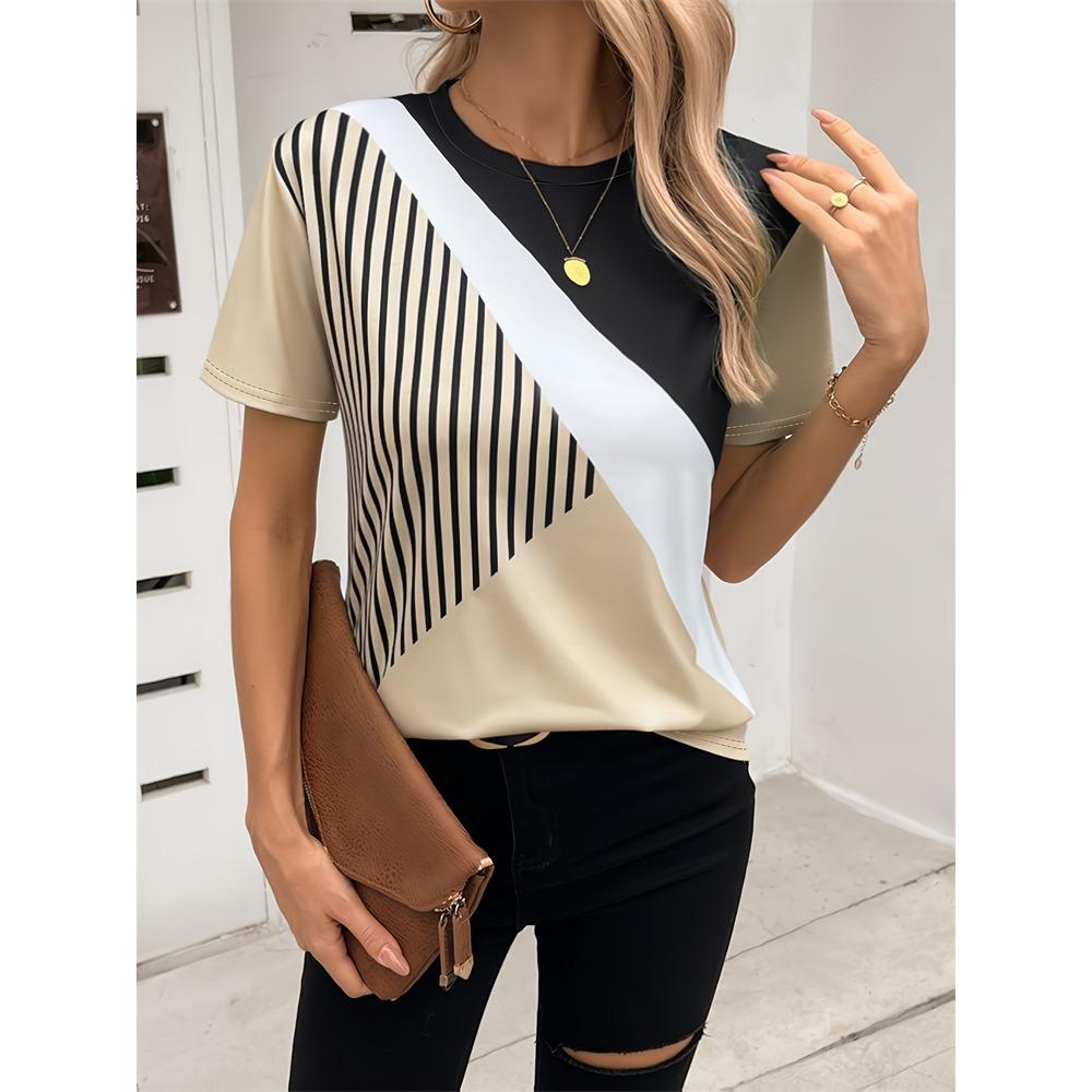 Ladies Casual Short Sleeve Top Heart Printed Ladies Cute Style Short Sleeve T Shirt Summer Home Short Sleeve Ladies T Shirt Tees