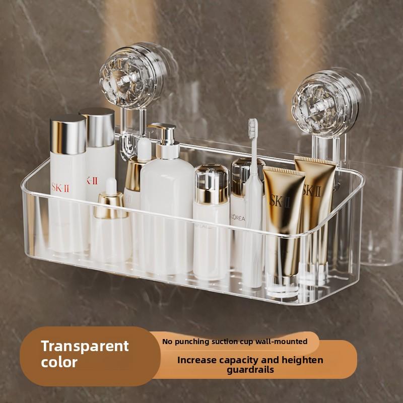 Suction Cup Straight Row Non Perforated Wall Mounted Toilet Detachable Washbasin Bathroom Storage Rack