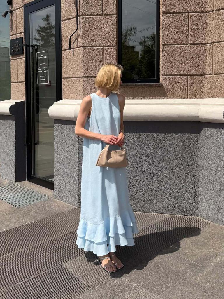 European and American foreign trade women's clothing 2026 summer new vacation sleeveless loose casual solid color ruffle edge dress