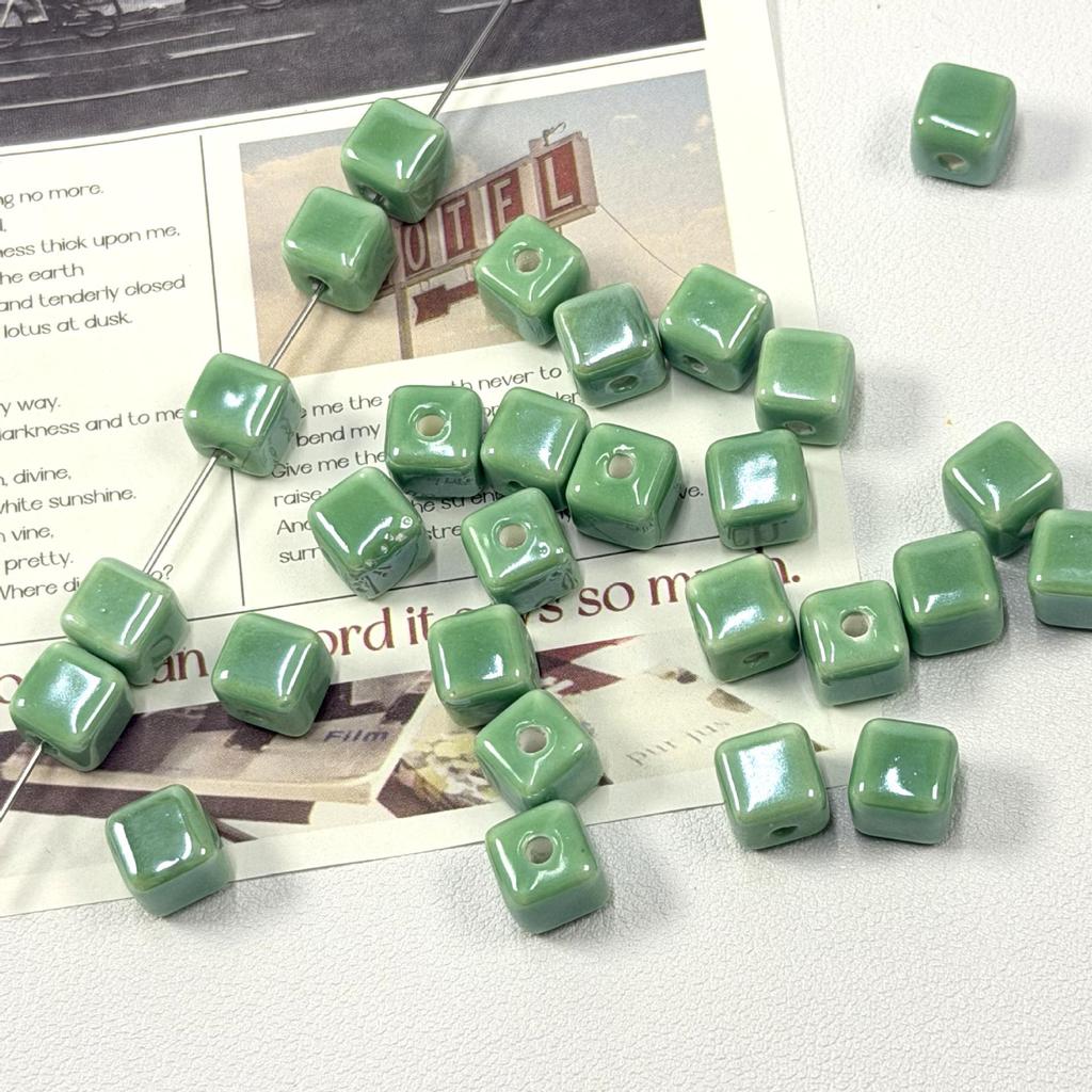 Colorful 3D Square Ceramic Beads for DIY Necklaces and Bracelets
